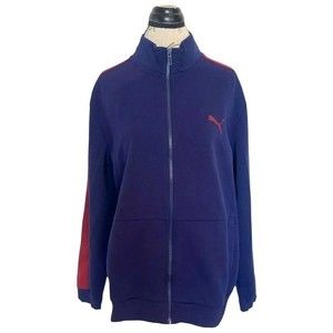 Puma Jacket Men Track Varsity Large Logo Mock Neck Active Wear Running Jogging